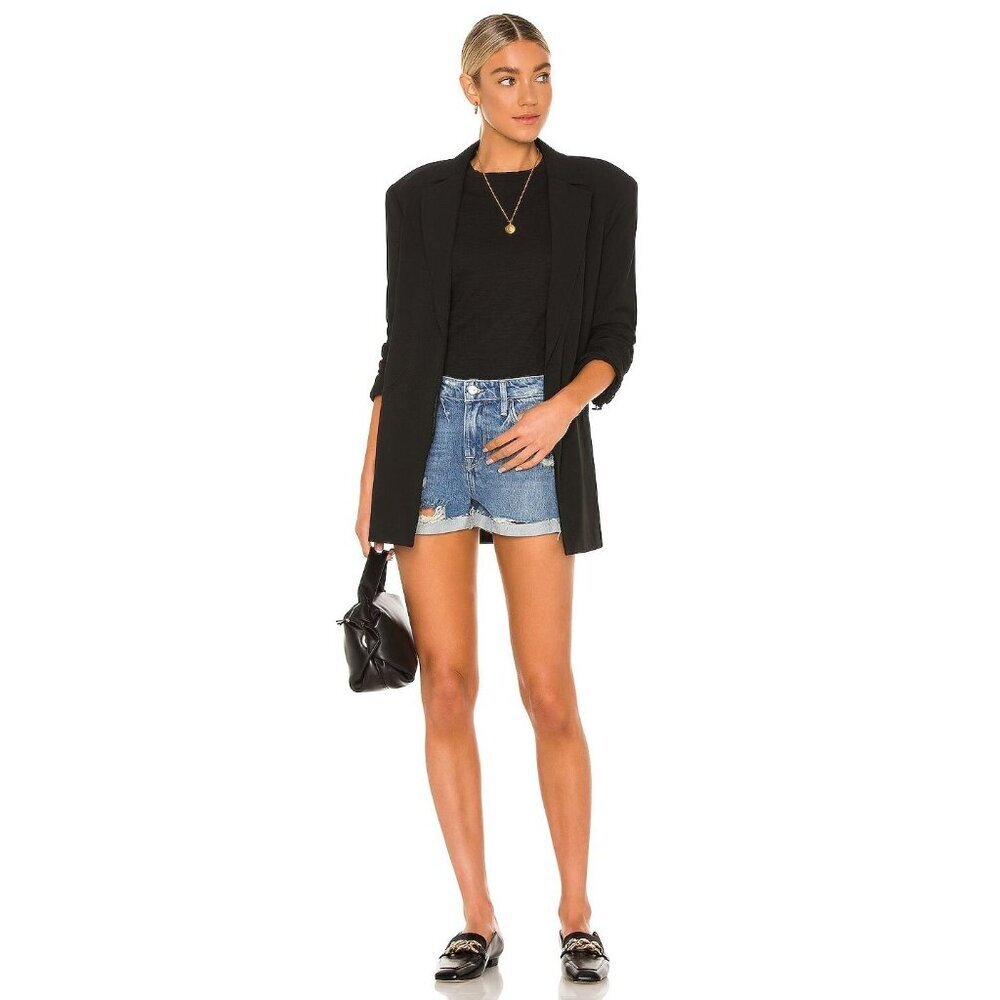 FRAME Le Grand Garcon Montgrove Rips Mid Rise Distressed Denim Shorts, Size 25